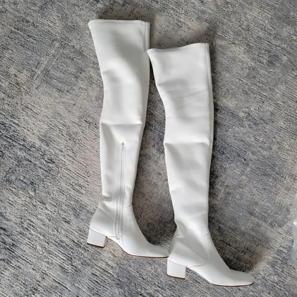 STAUD Aimee Over the Knee Boots White Size 37.5
